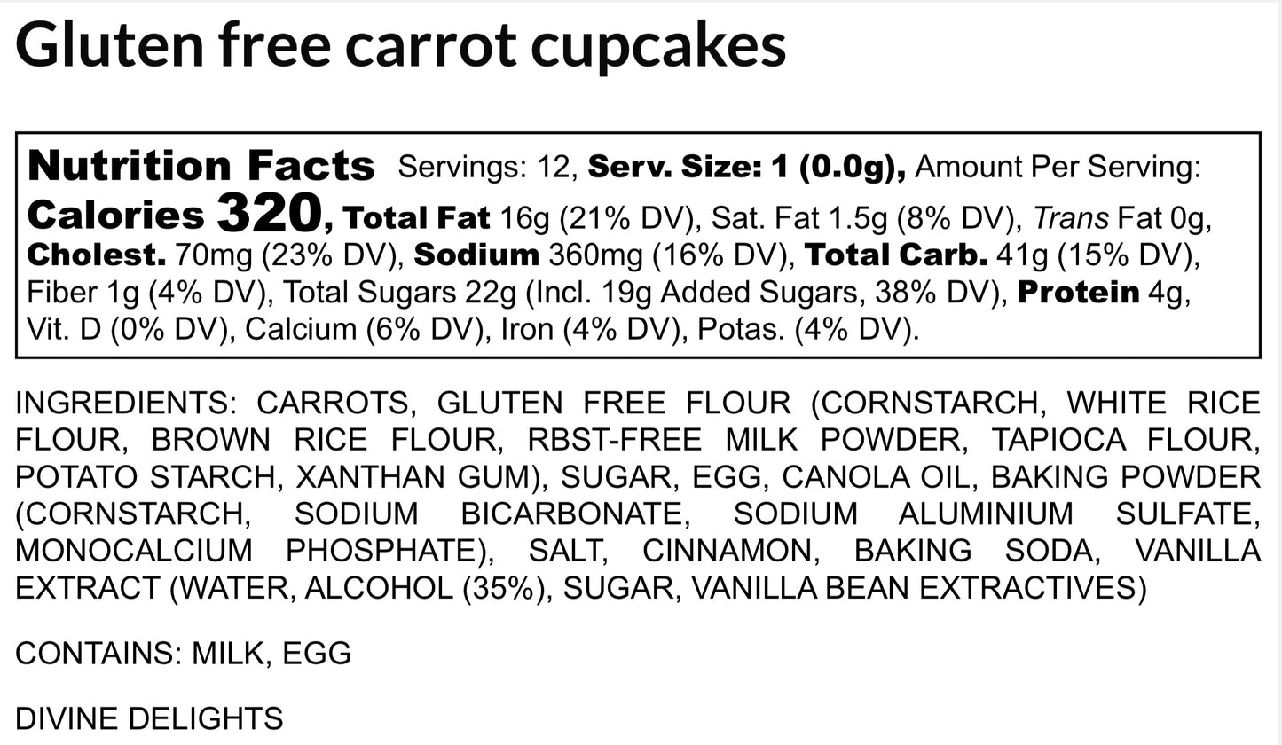 Gluten free Carrot cupcakes